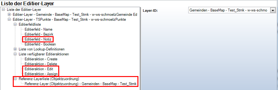 Konfiguration des Ziellayers der Objektzuordnung