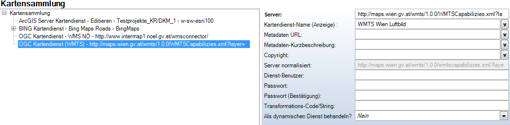OGC Kartendienst (WMTS) hinzufügen - Kategorie WebOffice