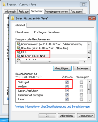 Berechtigungen setzen - Vollzugriff zulassen Berechtigungen setzen - Vollzugriff zulassen