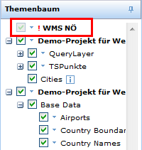 WMS Kartendienst liefert nach einer gewissen Zeit keine Antwort und wird durch ein rotes Rufzeichen markiert