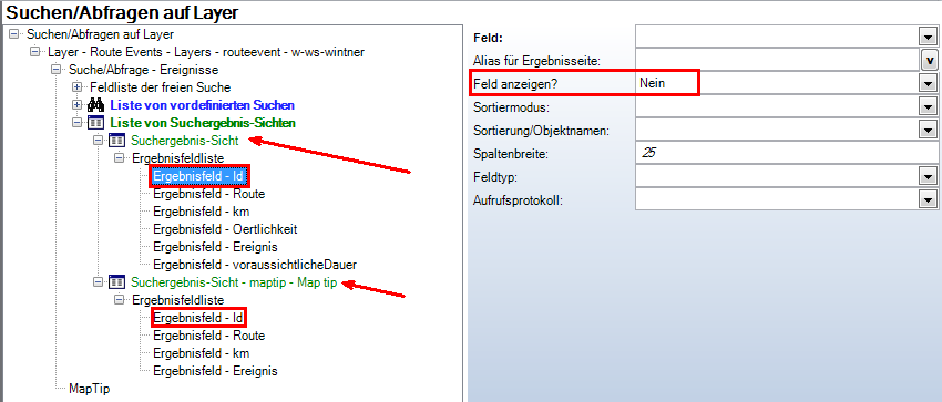 Wenn eine Tabelle ohne Objekt-ID-Feld verwendet wird, muss ein anderes ID-Feld als ERSTES Feld in jeder Suchergebnissicht konfiguriert sein