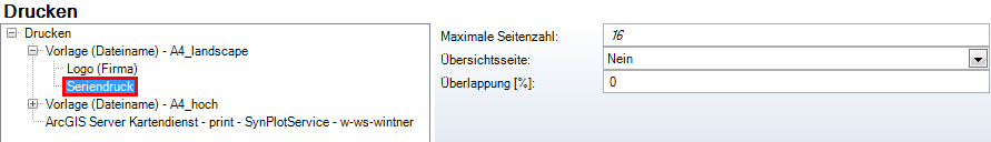 Seriendruck Eigenschaften - Kategorie WebOffice