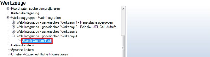Konfiguration des Sketch Custom Tool - keine weiteren Parameter müssen eingestellt werden Konfiguration des Sketch Custom Tool - keine weiteren Parameter müssen eingestellt werden