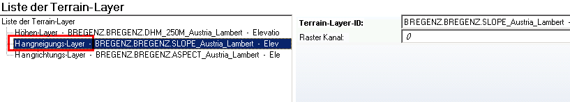Slope Layer Konfiguration Slope Layer Konfiguration