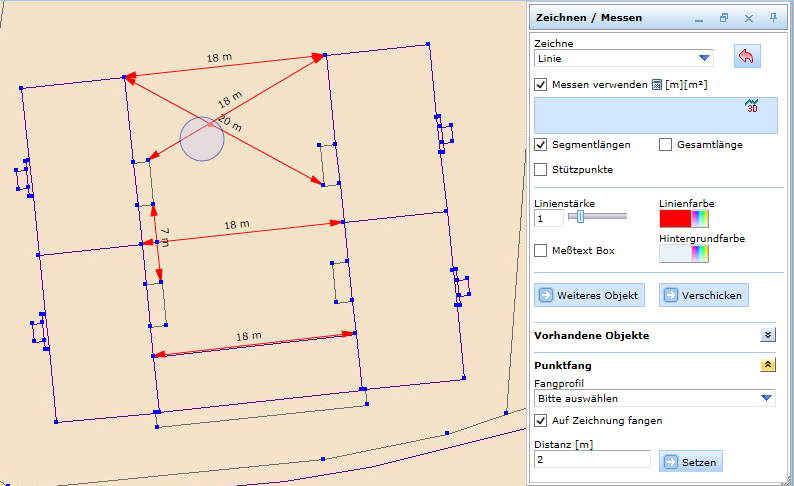 Fangoption in dem Zeichnen/Messen-Werkzeugformular im WebOffice 10 R3 Client