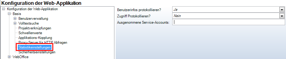 Konfiguration - Statistikeinstellungen