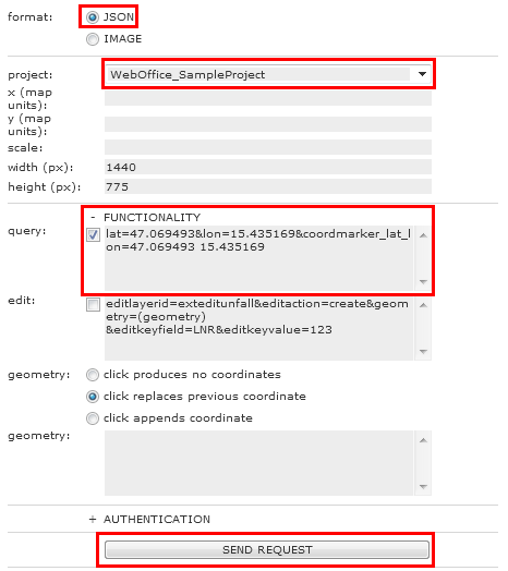 Request für die Umprojektion von Dezimalgrad in Koordinaten des Hauptkartendienstes Request für die Umprojektion von Dezimalgrad in Koordinaten des Hauptkartendienstes