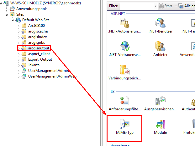 Konfiguration des MIME-TYP im IIS
