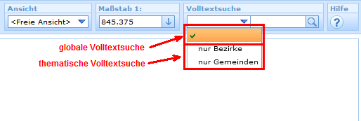 'Globale' und 'thematische' Volltextsuche im WebOffice html client