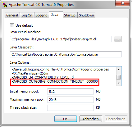 Tomcat Java option parameter COM Einstellung Tomcat Java option parameter COM Einstellung