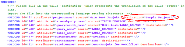 Übersetzen der sprachabhängigen Texte in einem UTF-8 Editor