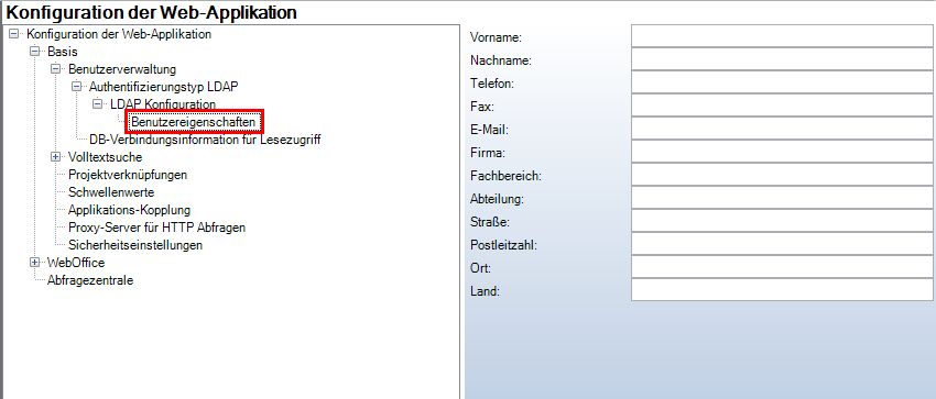Benutzereigenschaften Konfiguration Benutzereigenschaften Konfiguration