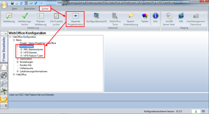 Konfiguration des WFS Dienstes - Gesamte Projektstruktur