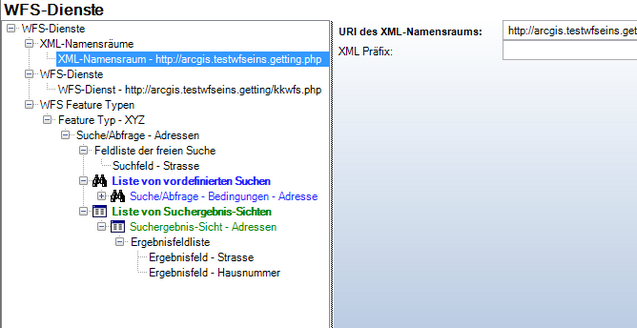 XML Namensraum des WFS Dienstes - Gesamte Projektstruktur
