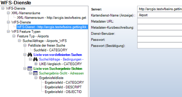URL des WFS Dienstes - Gesamte Projektstruktur