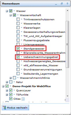 Anzeige jener Layer im Themenbaum, die über die WMS getMap URL definiert worden sind