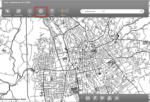 Copyright-Werkzeug im WebOffice mobile client