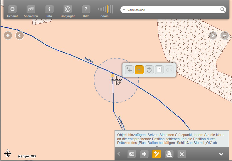 Objekte erstellen mit Snapfunktion - das dem Fadenkreuz am nächsten liegende Objekt wird verwendet