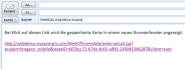 Email im Standard Mailclient mit Link zum aktuellen WebOffice Projekt Email im Standard Mailclient mit Link zum aktuellen WebOffice Projekt