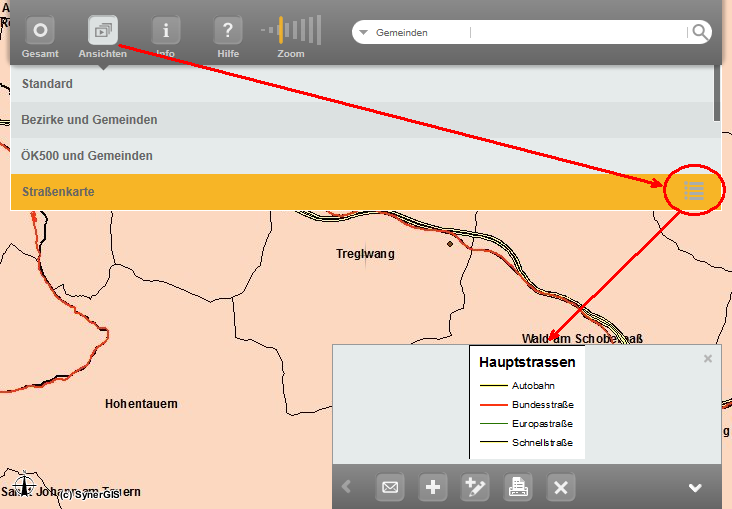 Legende über der unteren Werkzeugleiste - großes Display Legende über der unteren Werkzeugleiste - großes Display