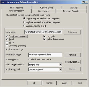 Set correct permissions to the virtual directory