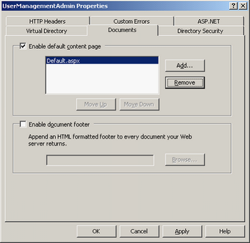 Set Default.aspx as default content page