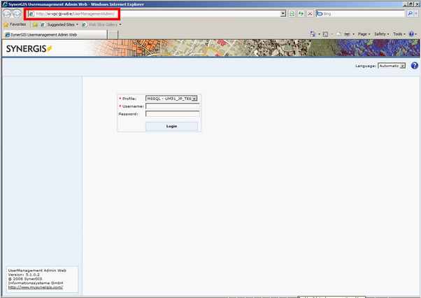 Login site of User Management Admin Web