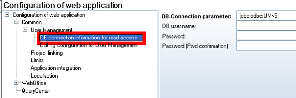 DB connection information for read access - application_config