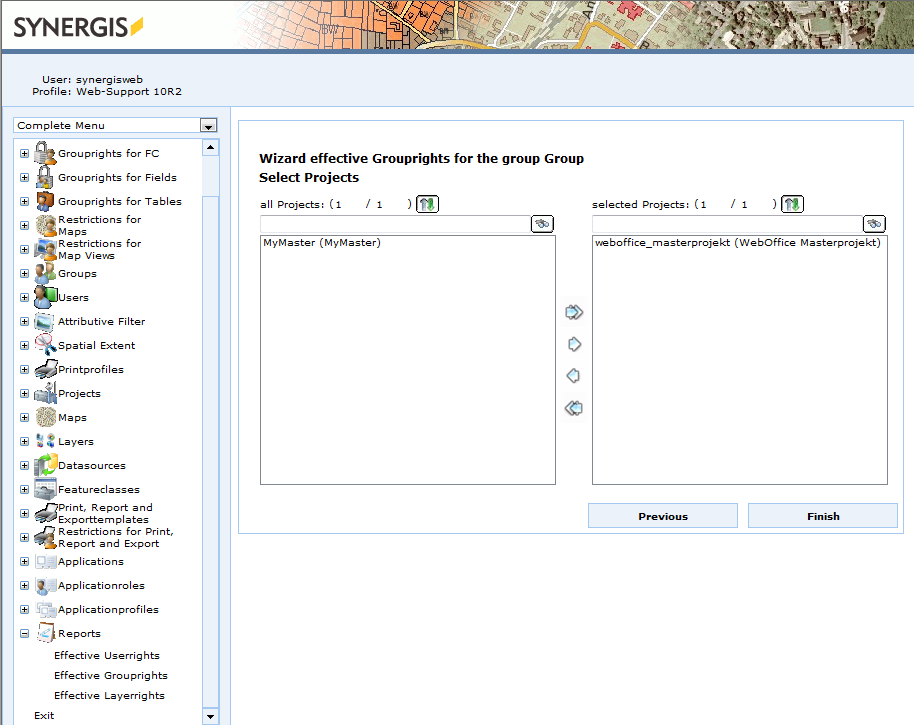 Select projects for report Select projects for report