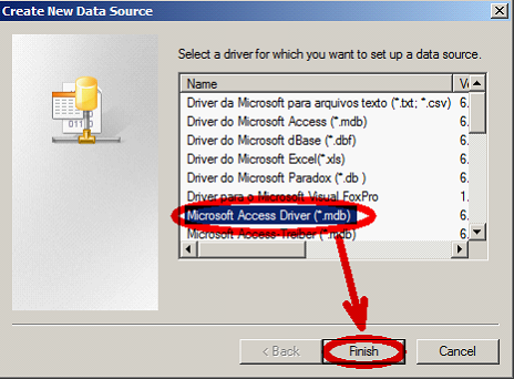 Create a new Datasource - driver selection