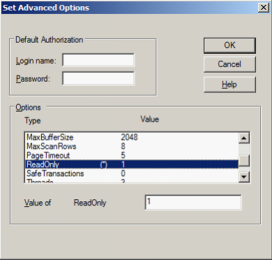 Advanced Options - Read Only Setting