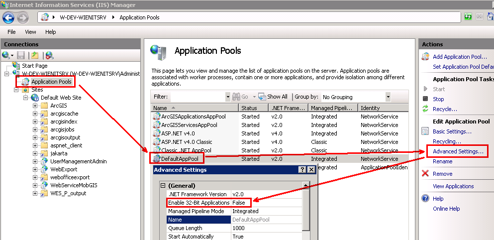 Application Pool 64 Bit in IIS7