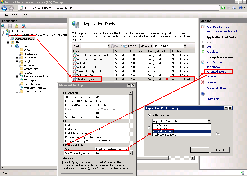 Application Pool Identity in IIS