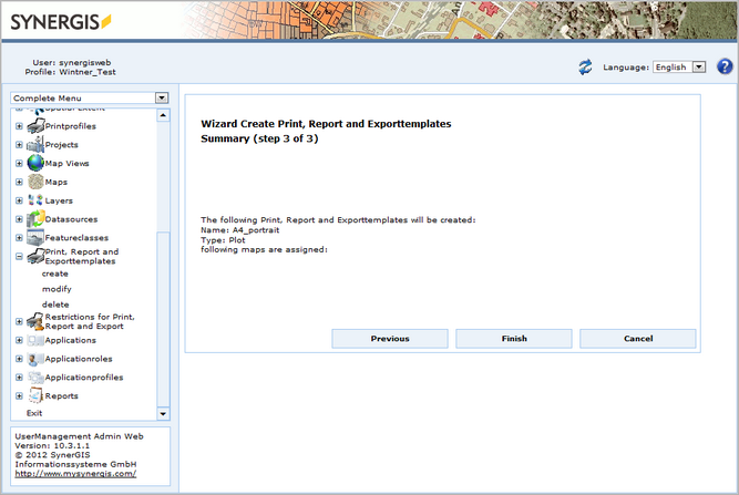 Summary of a created plot template