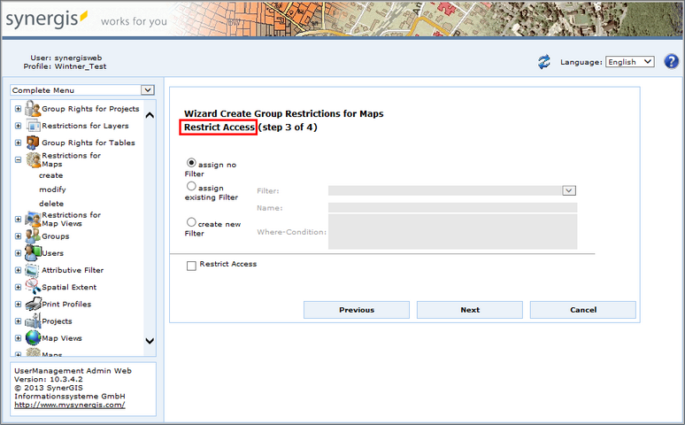 Wizard Create Group Restrictions for Maps - Restriction (step 3 of 4) Wizard Create Group Restrictions for Maps - Restriction (step 3 of 4)