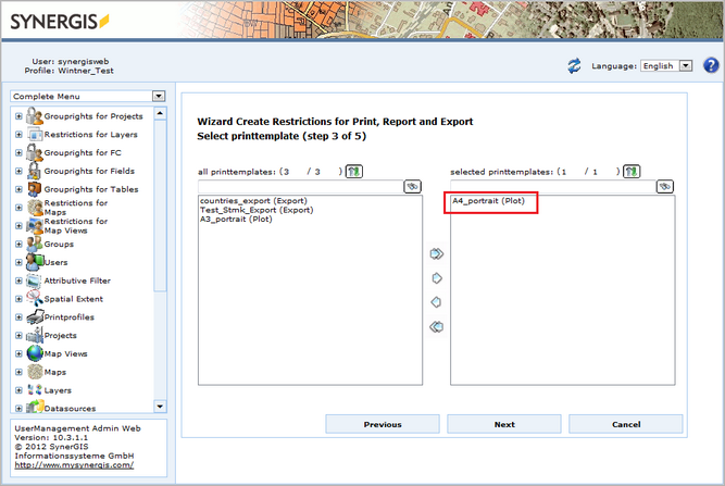 Select a print template to be restricted Select a print template to be restricted