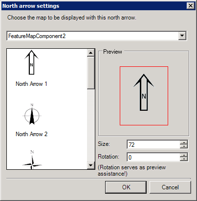 North arrow settings North arrow settings