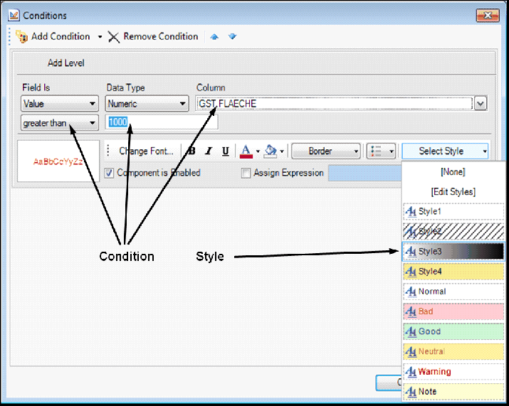 Select style for condition