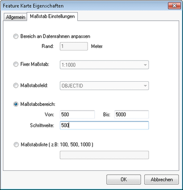 Feature Map Properties - Tab "Scale Settings"