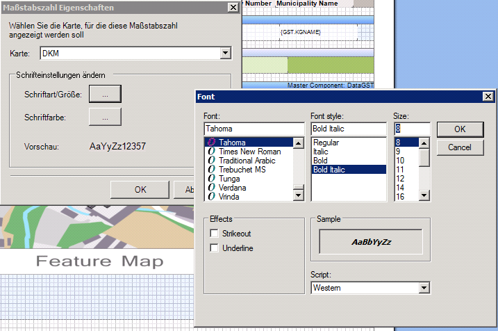 North arrow settings for the DKM feature map North arrow settings for the DKM feature map
