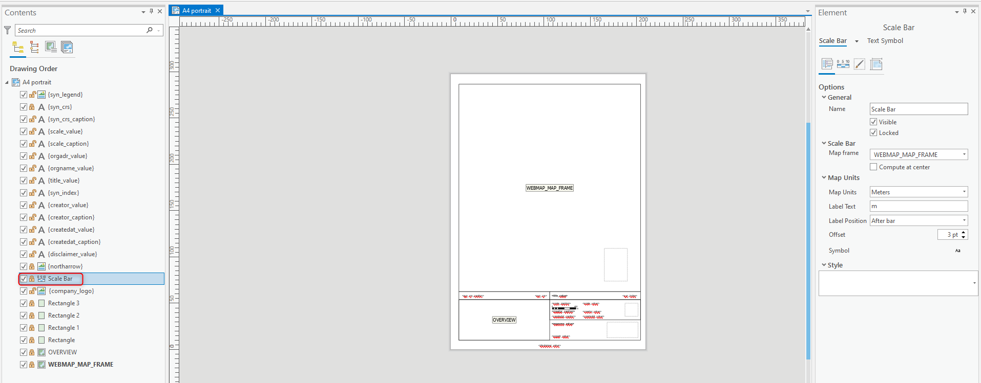 Druckvorlage mit ArcGIS Pro Scale bar