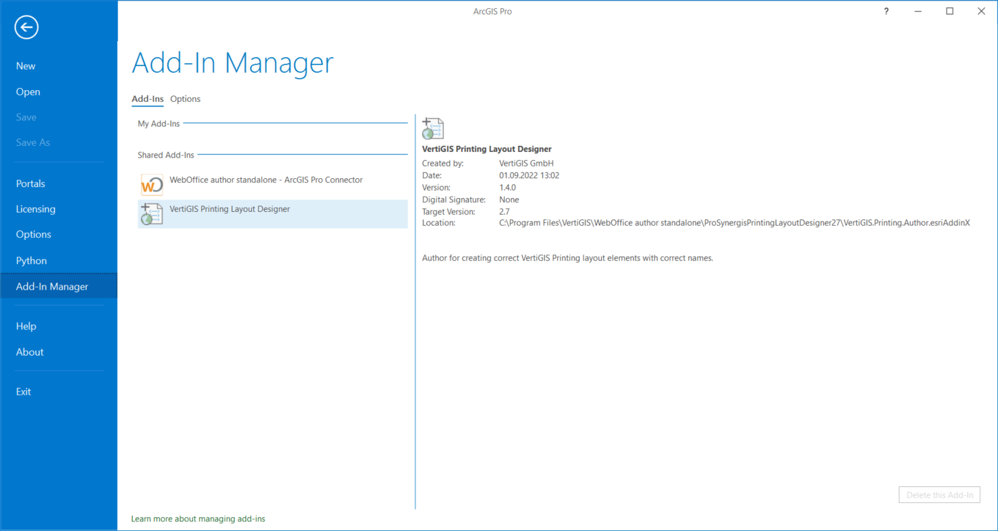 ArcGIS Pro - Add-In Manger ArcGIS Pro - Add-In Manger