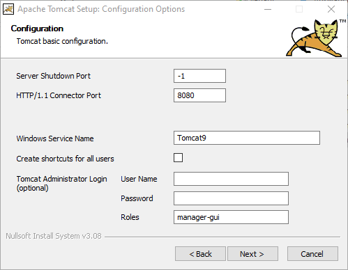 Apache Tomcat Setup - Festlegen des Tomcat Administrator Konto (optional) Apache Tomcat Setup - Festlegen des Tomcat Administrator Konto (optional)