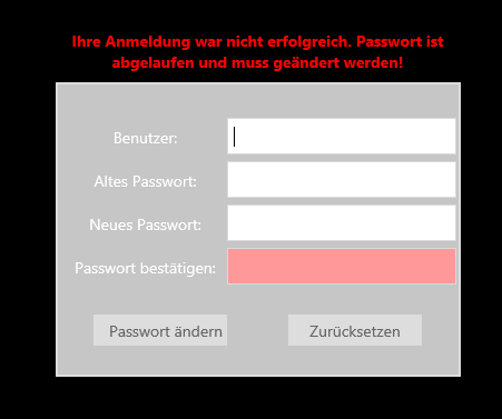 Loginseite - Passwort ändern Loginseite - Passwort ändern