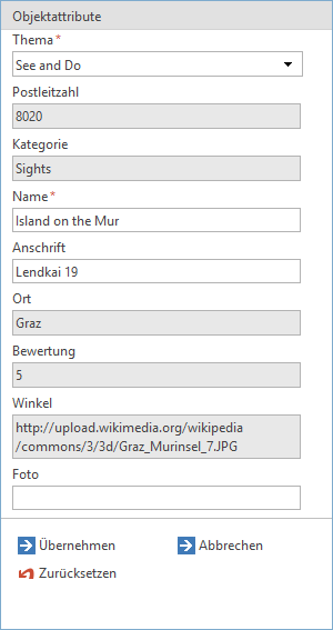 Attributmaske mit eingeschränkten Editierfelder im WebOffice core client