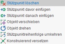 Kontextmenü Messen bei Stützpunkten Kontextmenü Messen bei Stützpunkten