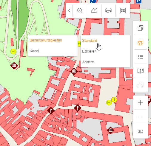Kategoriesierte Kartenansicht im &nbsp;WebOffice flex Client