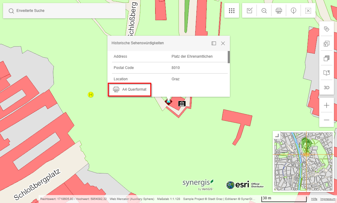 Drucken über MapTip im WebOffice flex Client