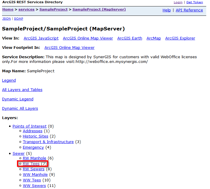 REST-URL: In der Klammer finden Sie die jeweilige Layer-ID