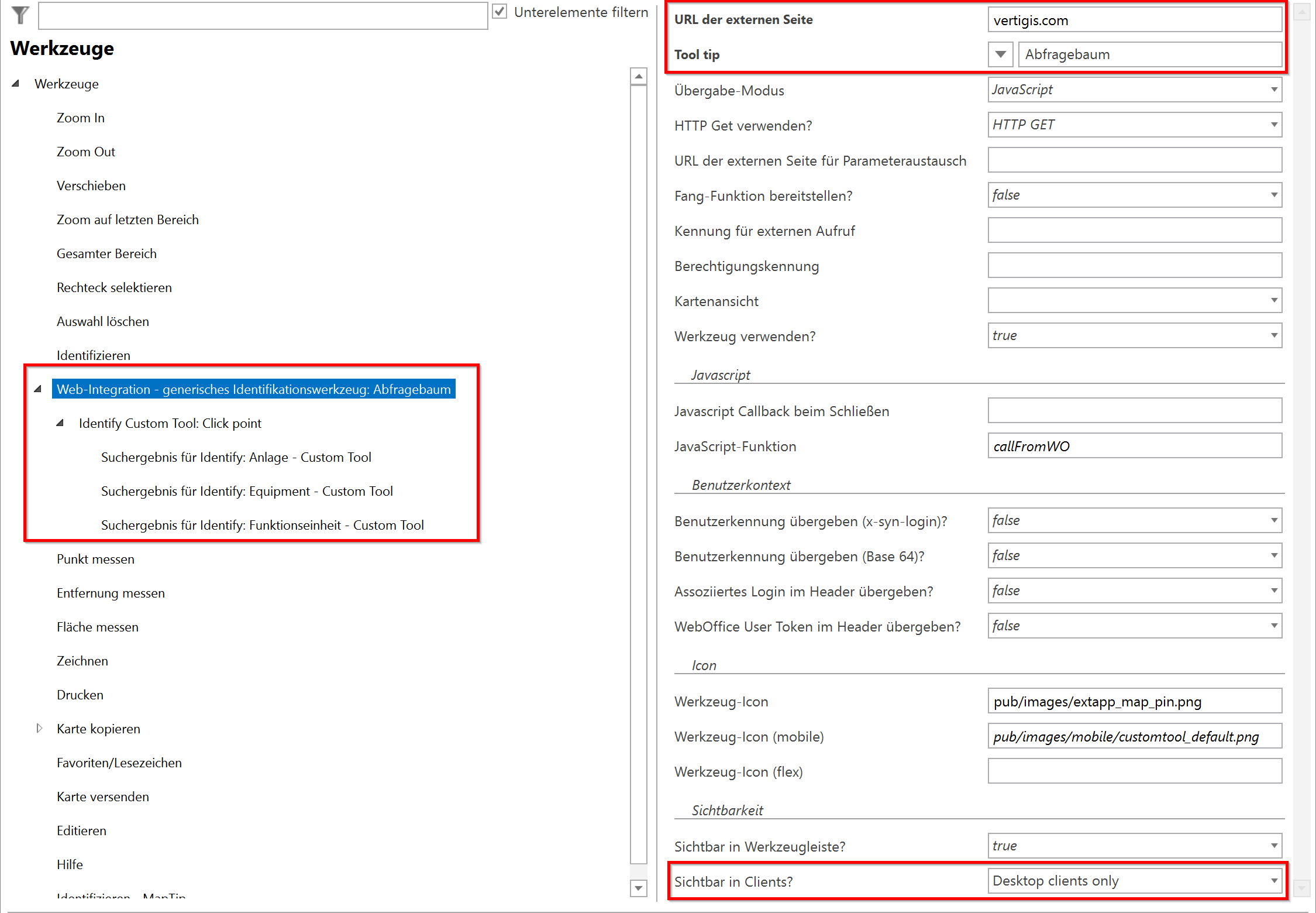 Konfiguration des generischen Identifikationswerkzeuges im WebOffice author standalone